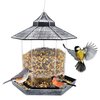 Sun Joe Wild Bird Hanging Feeder, Hexagon Shape w/ Roof, 2.15 lb Seed Capacity, Silver SJ-WBFX-SLV